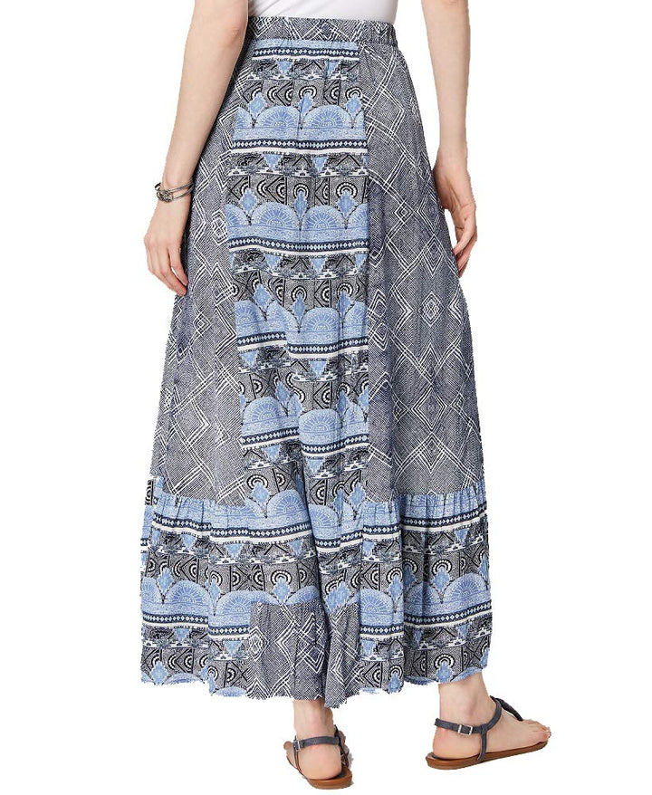 Mixed-Print Maxi Skirt