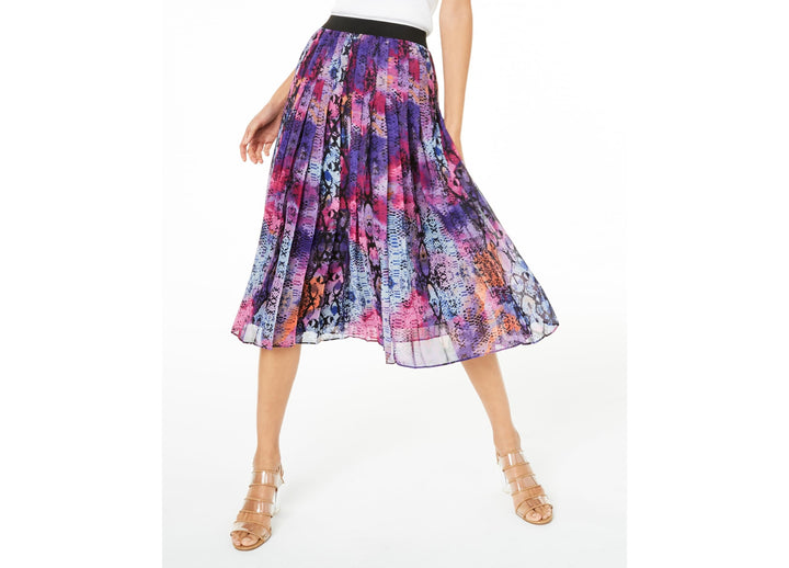 Bar III Printed Pleated Midi Skirt