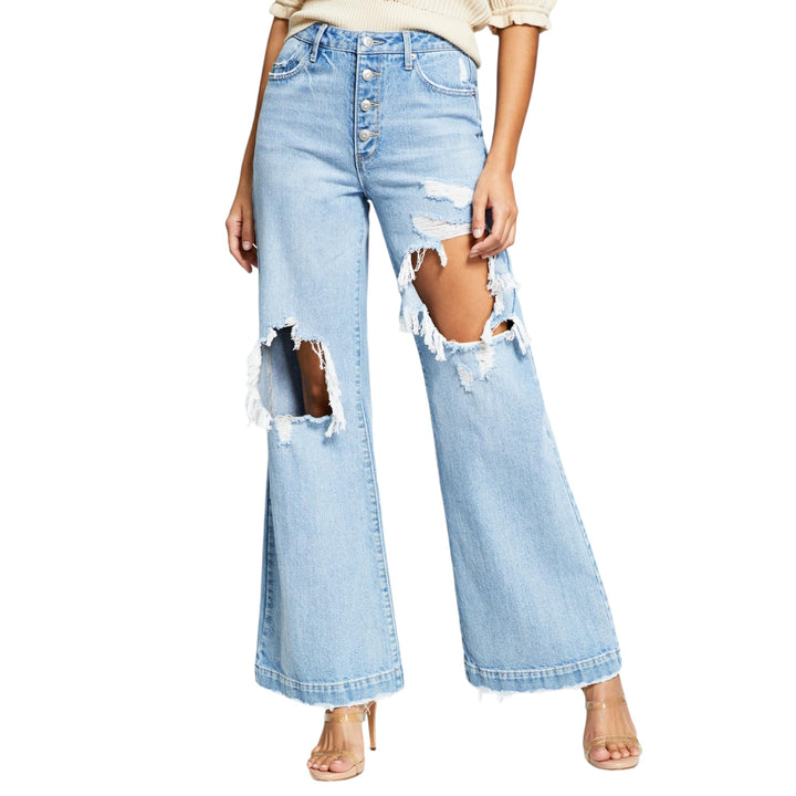 Now This Womens Cotton Wide Leg Jeans