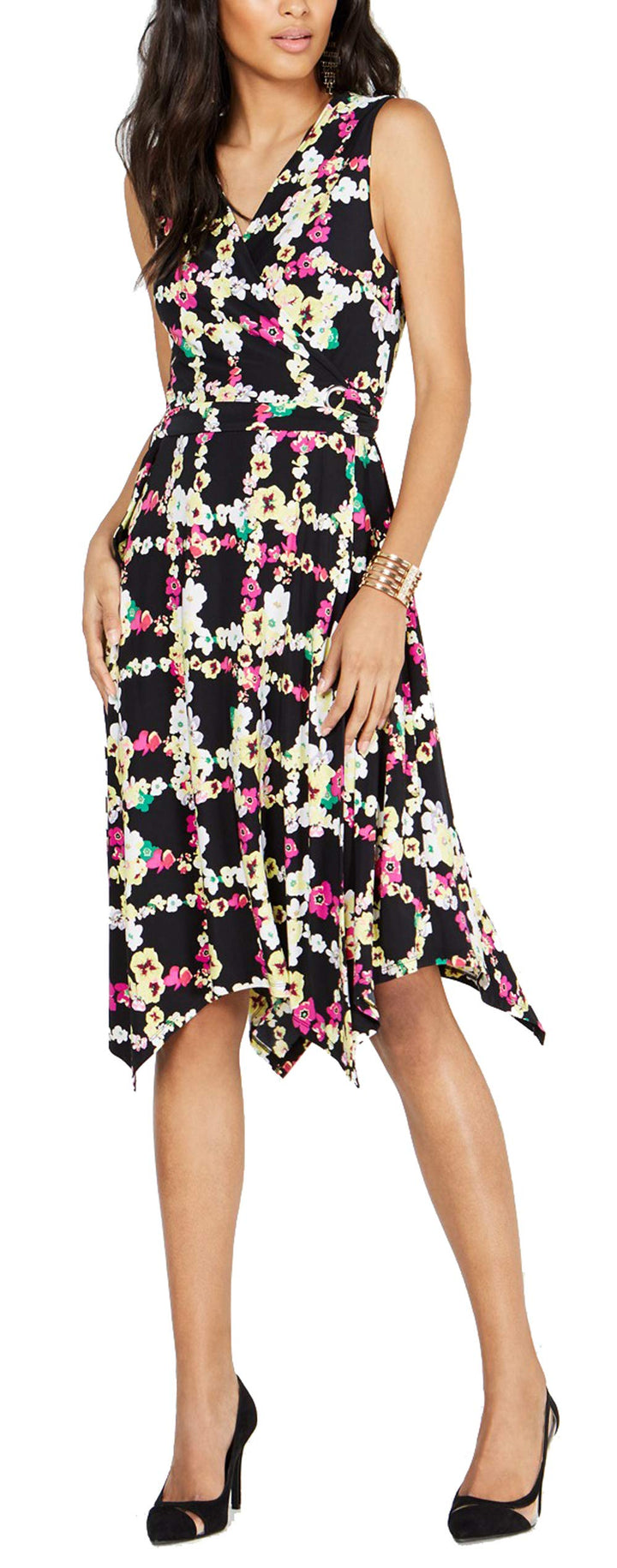 INC Petite Printed Handkerchief-Hem Dress