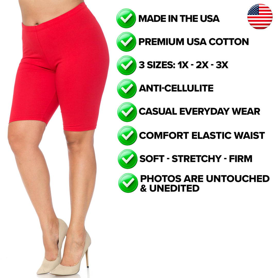 USA Basic Cotton Plus Size Thigh Shorts - Bermuda Shorts