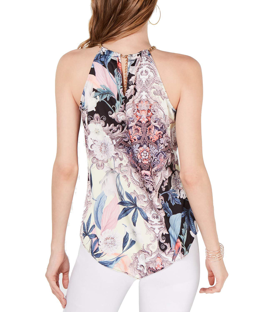 Printed Chain Neck Halter Top