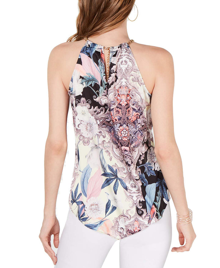 Printed Chain Neck Halter Top