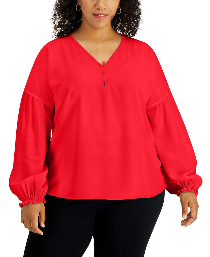 Alfani Plus Size Puff Sleeve Blouse