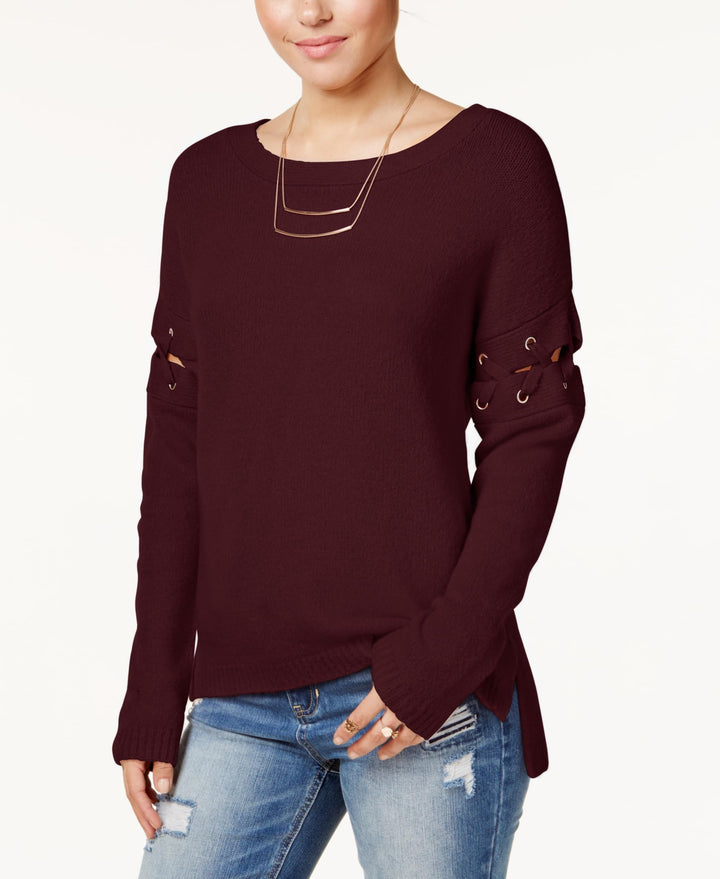 Crave Fame Juniors Lace Up High Low Sweater By Almost Famous