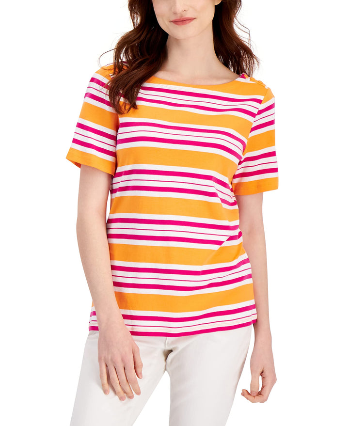 Charter Club Womens Cotton Striped Top