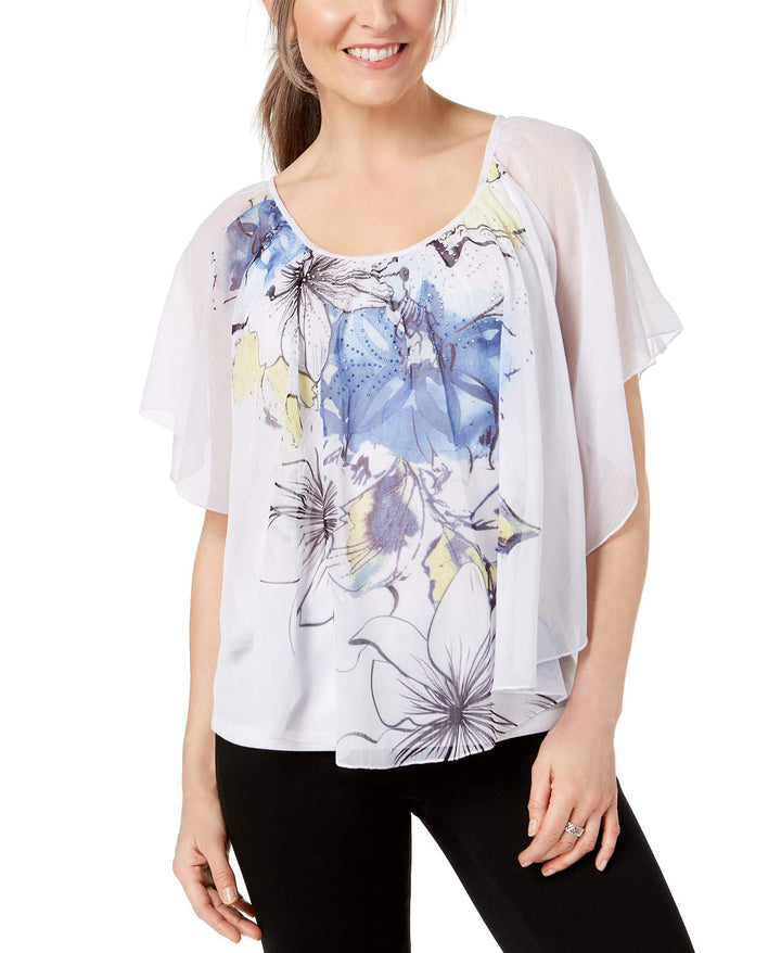 Printed Poncho Blouse