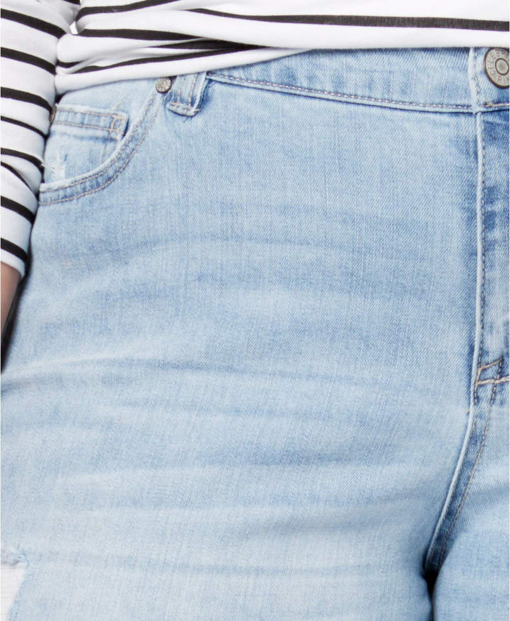 Trendy Plus Size Cropped Destructed Jeans