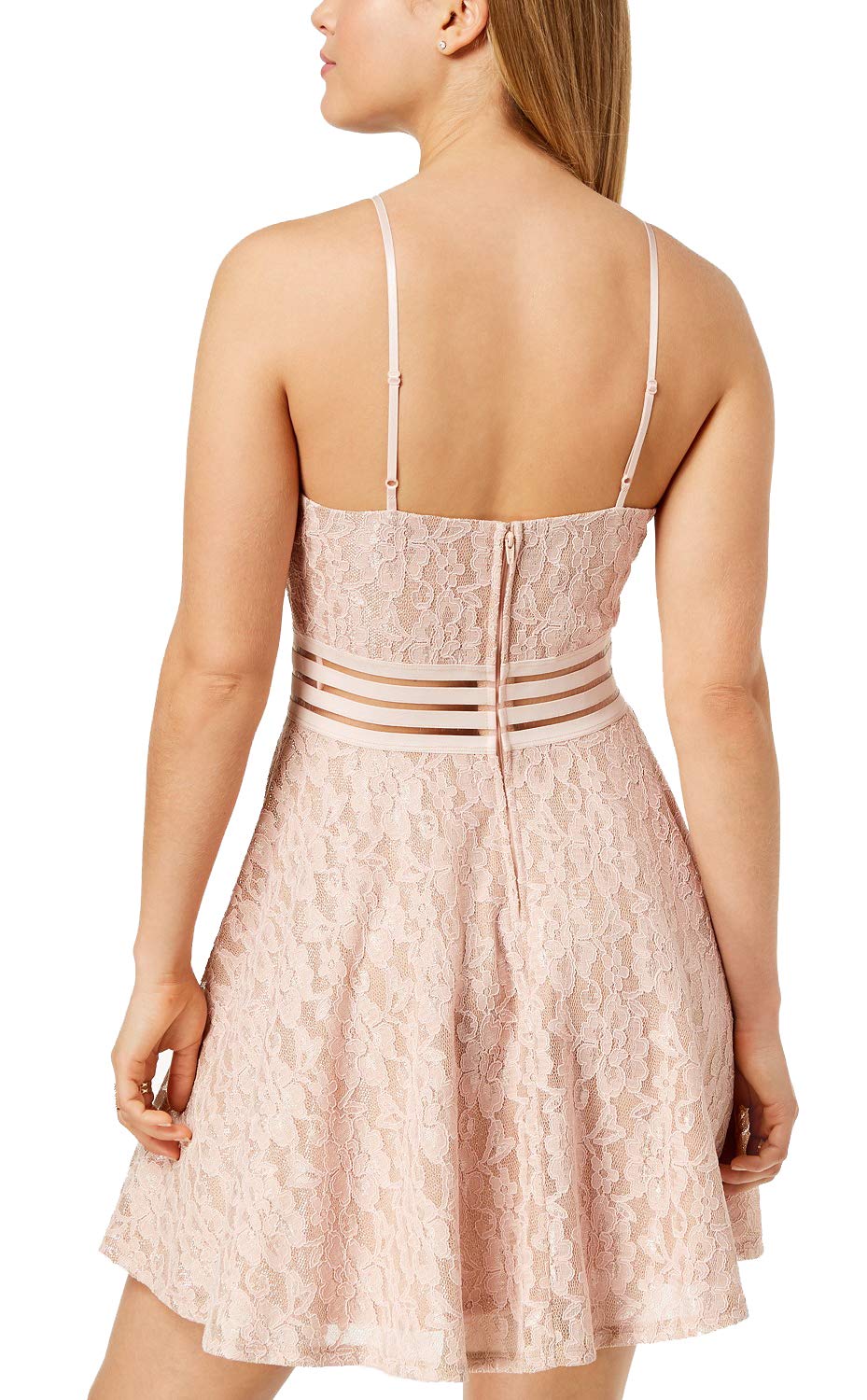 City Studios Juniors Lace Illusion Fit Flare Dress