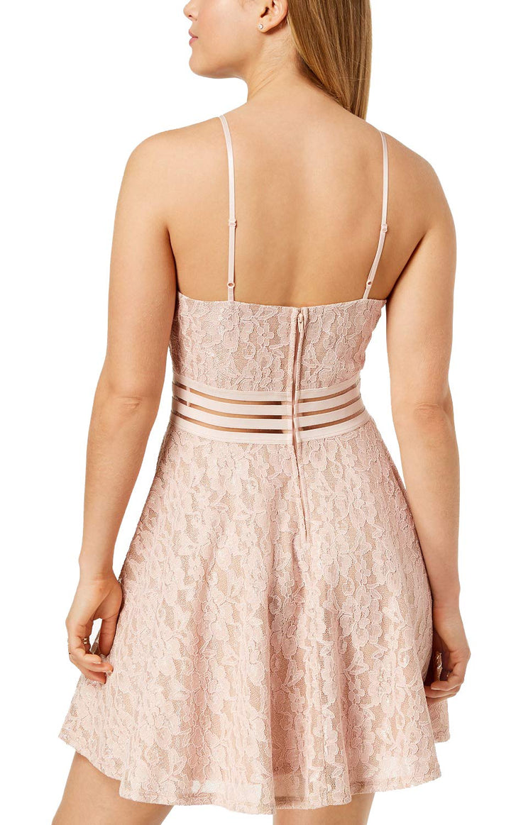 City Studios Juniors Lace Illusion Fit Flare Dress