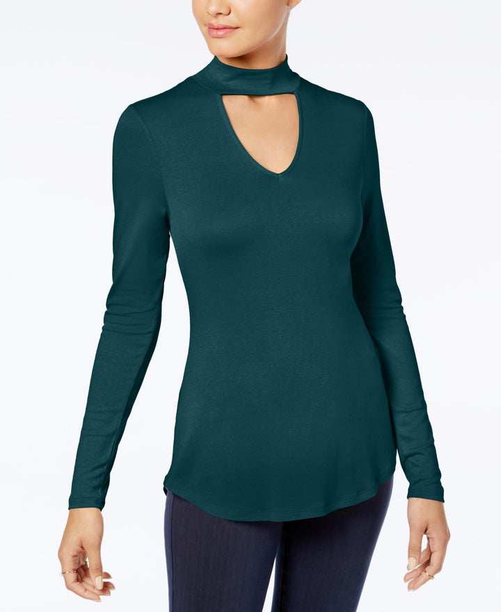 Ultra Flirt Juniors Mock Neck Cutout Top