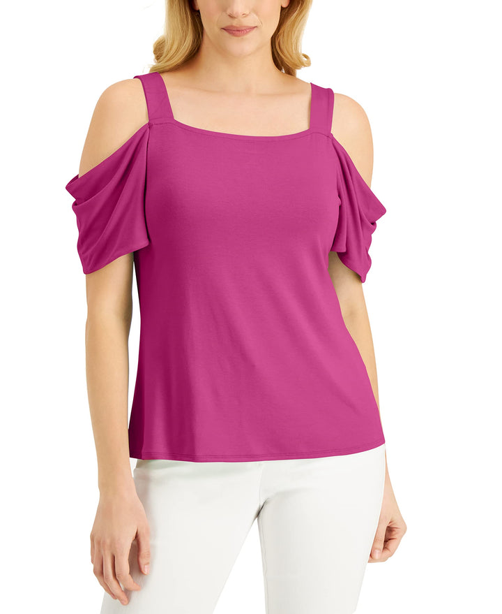 JM Collection Cold Shoulder Top