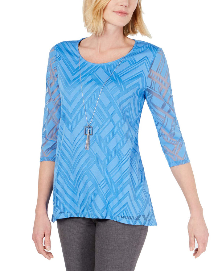 JM Collection Burnout Mesh Necklace Tunic