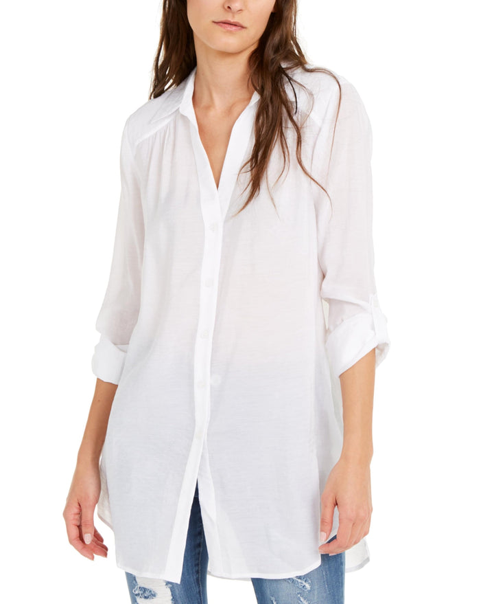 INC International Concepts Solid Button Up Tunic