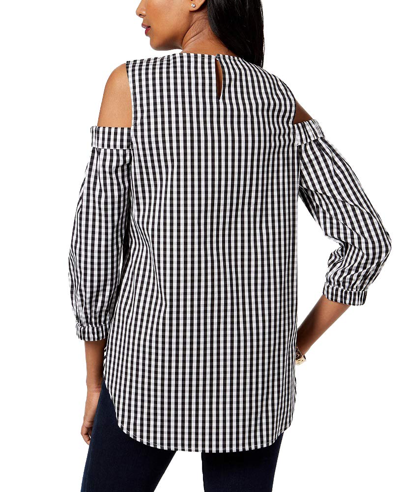 Charter Club Gingham Cold Shoulder Tunic