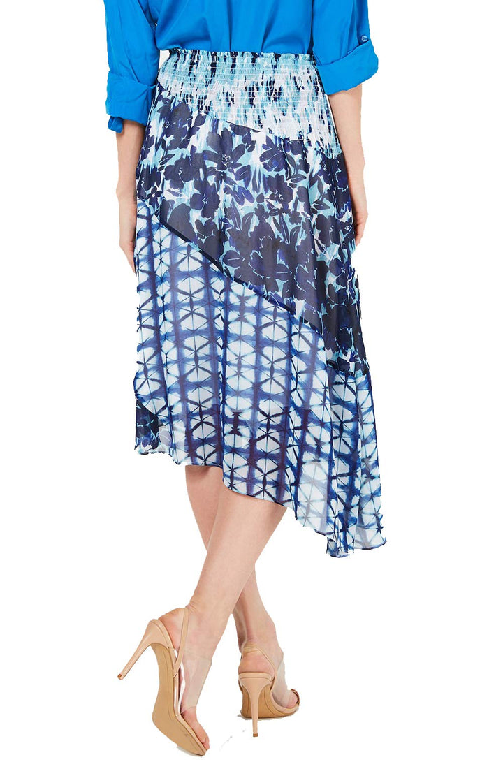 INC Mixed-Print Tie-Dye Asymmetrical Skirt