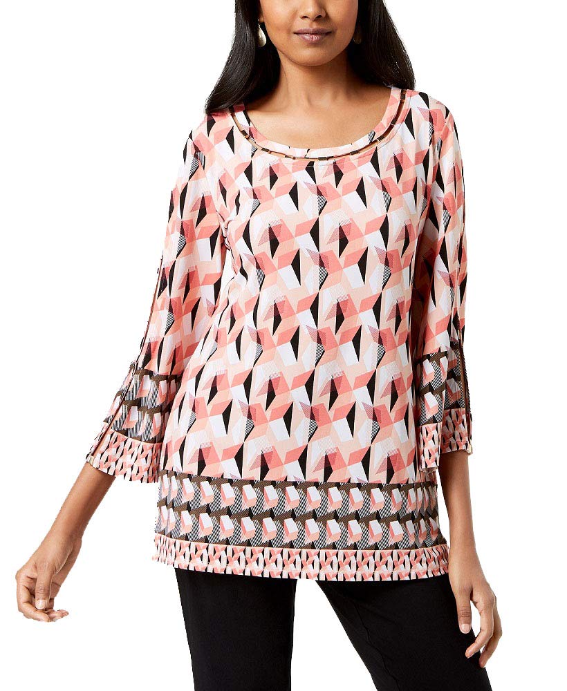 JM Collection Petite Embellished Split Sleeve Tunic