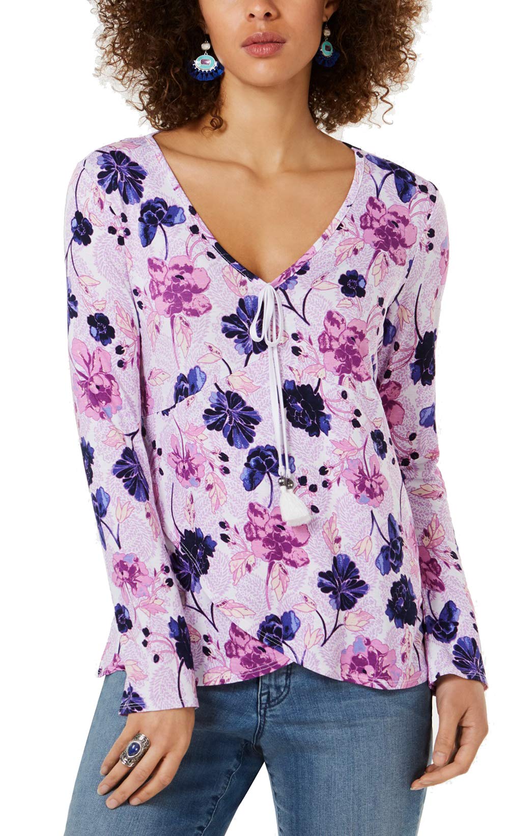 Style & Co Printed Surplice Top