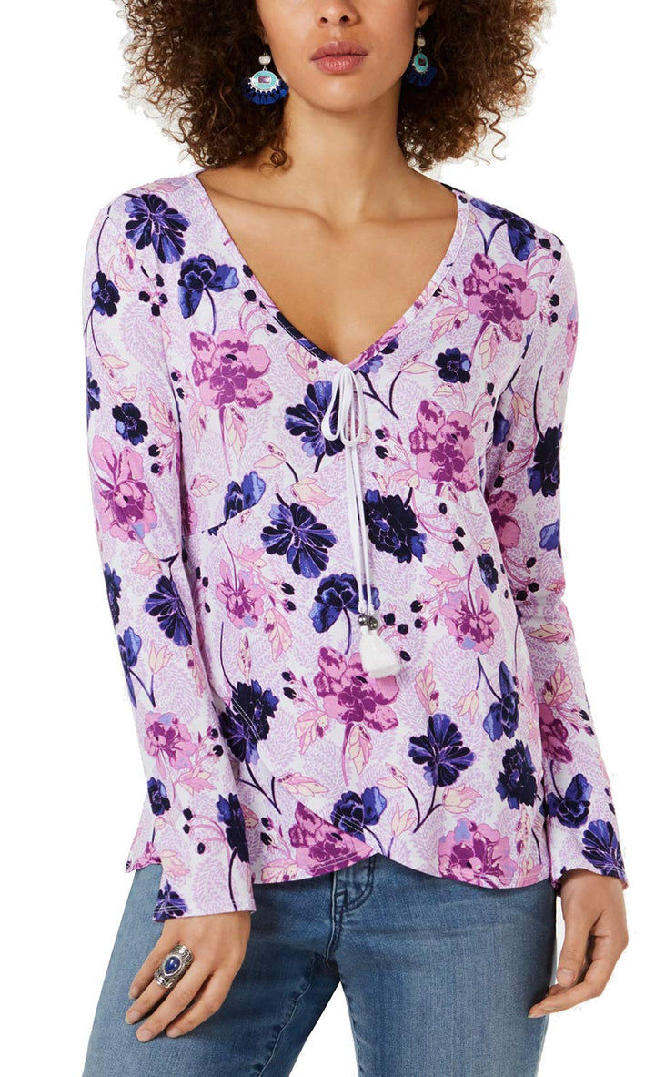 Style & Co Printed Surplice Top