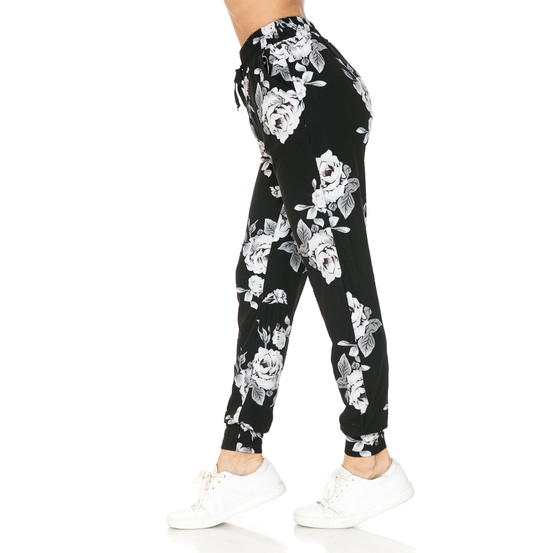 Buttery Soft Jumbo White Rose Joggers
