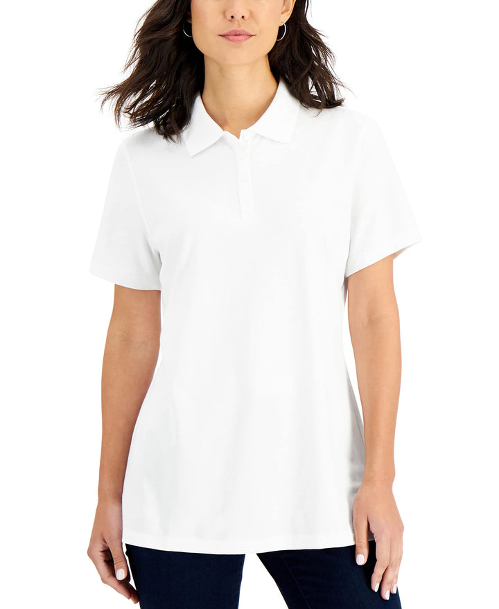 Karen Scott Short Sleeve Pique Knit Polo