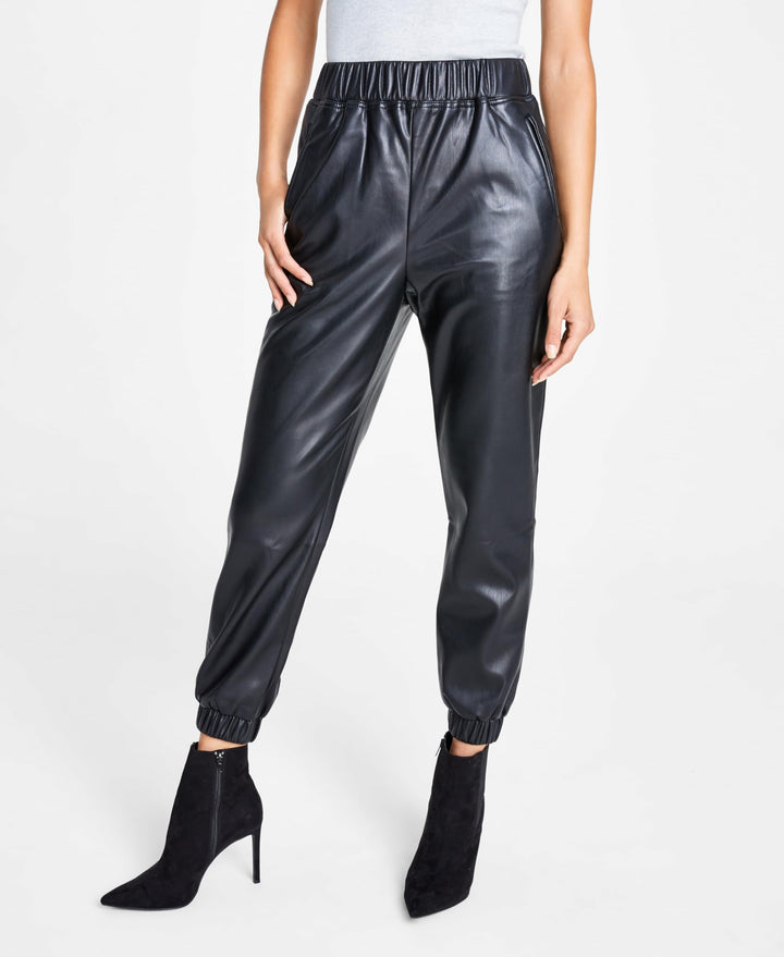 INC International Concepts Petite Faux Leather Jogger Pants