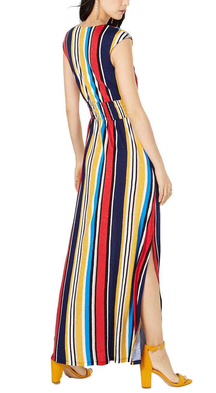 Petite Striped Smocked Maxi Dress