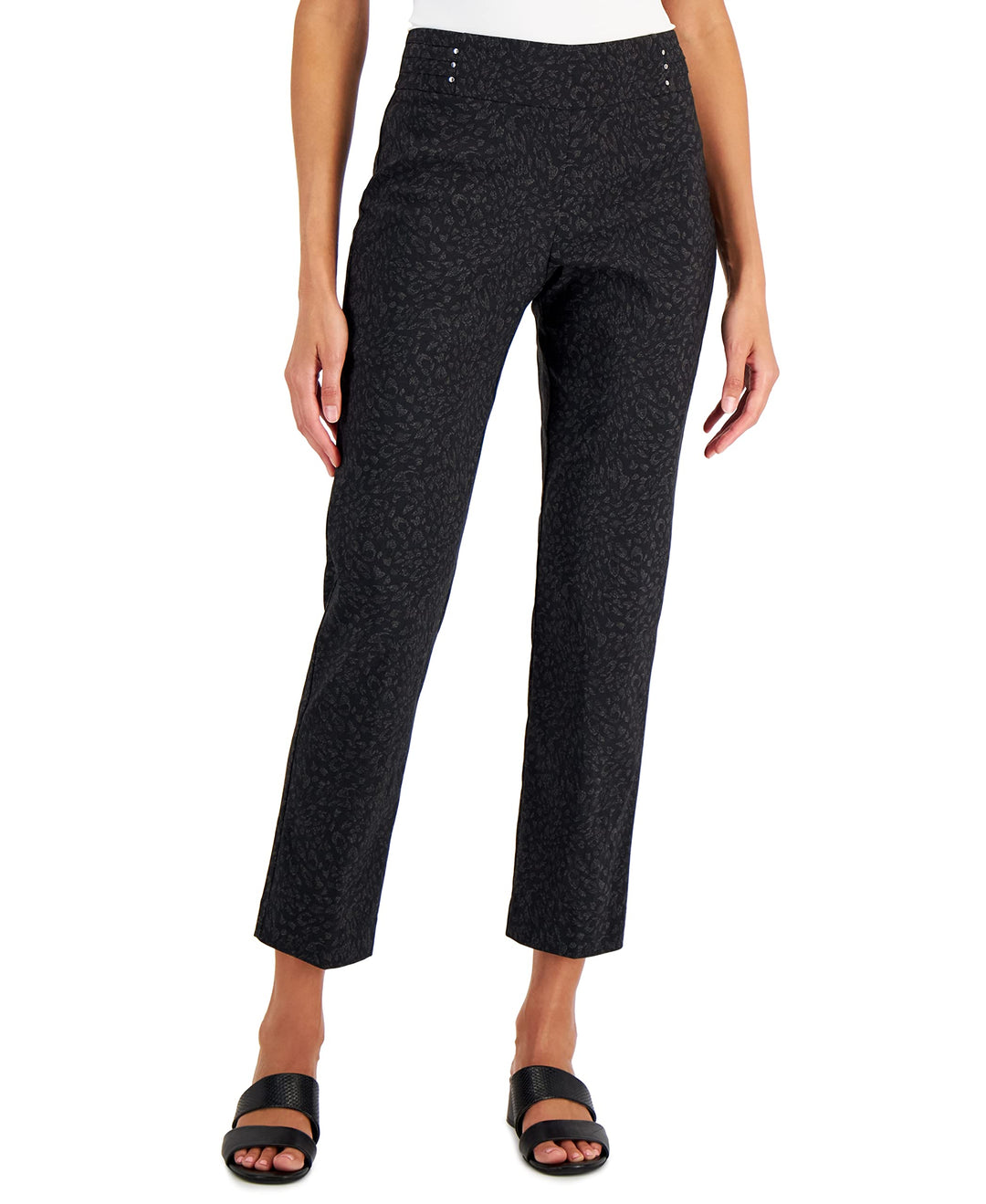 JM Collection Womens Printed Cropped Pull On Pants