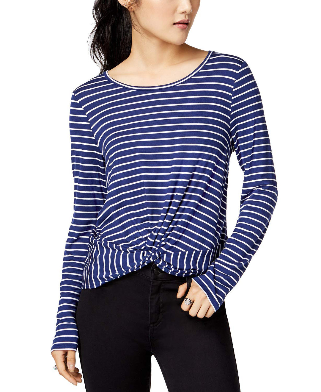 Hippie Rose Juniors Striped Twist Front T-Shirt