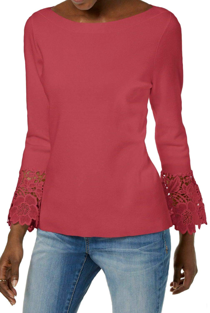 INC Lace-Cuff Bell-Sleeve Sweater