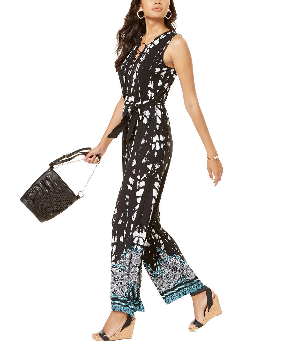 INC Sleeveless Printed Jumpsuit