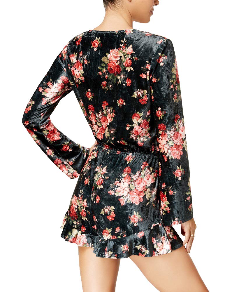 Be Bop Juniors Velvet Floral Print Romper
