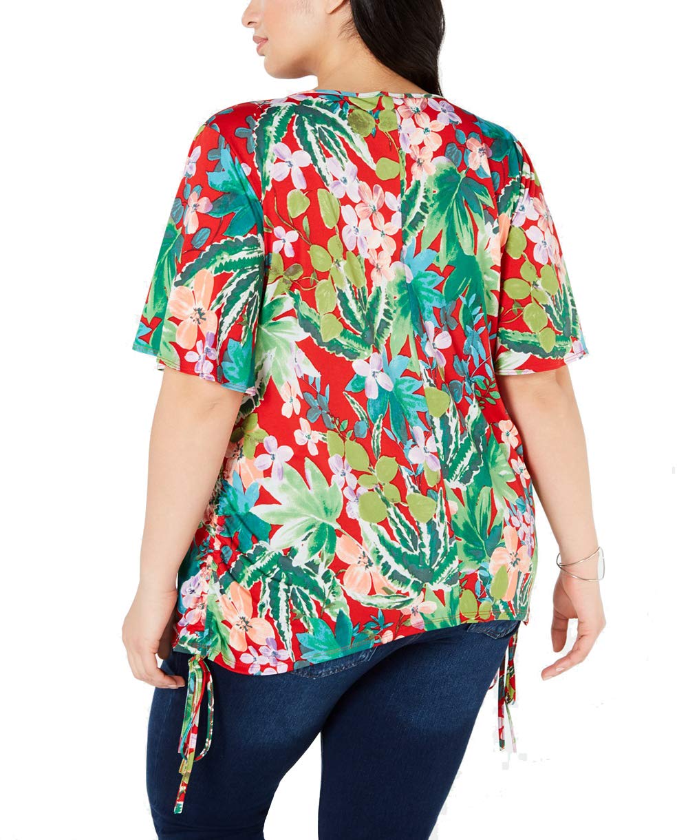 Plus Size Side-Ruched Flutter-Sleeve Top