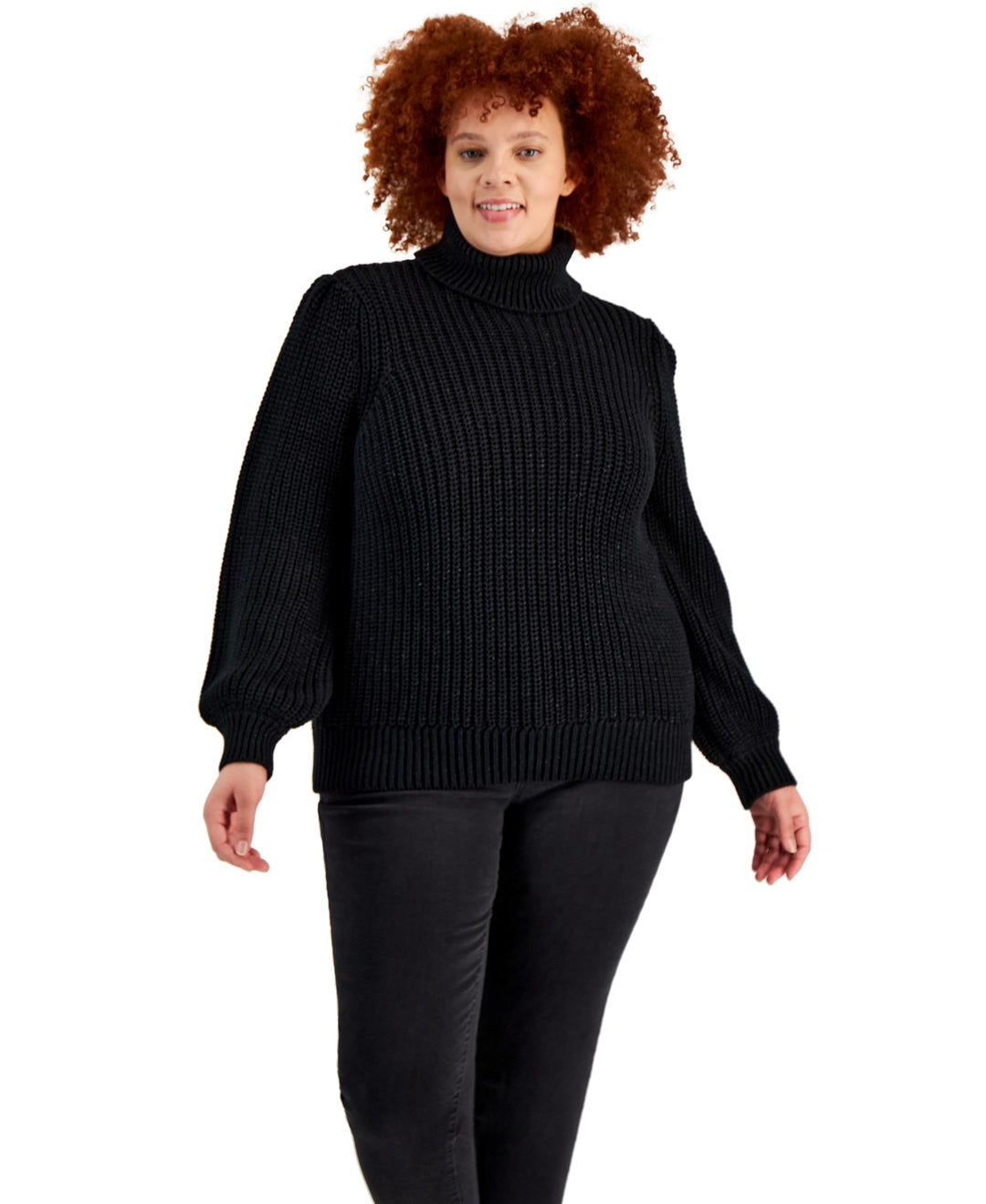 INC International Concepts Plus Size Ribbed Turtleneck Sweater