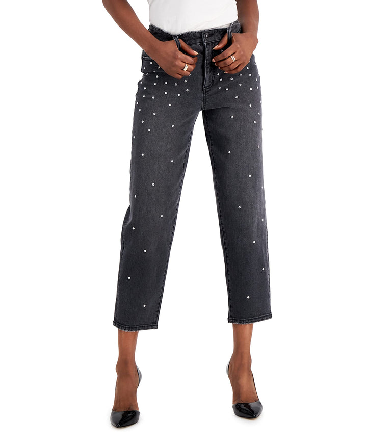 INC International Concepts Embellished High Rise Straight Jeans