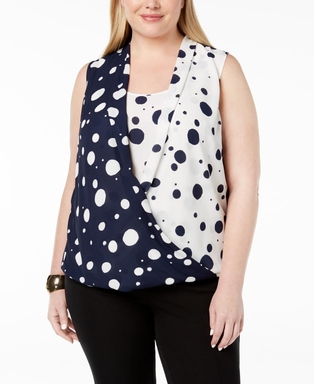 Alfani Plus Size Dot Print High Low Blouse