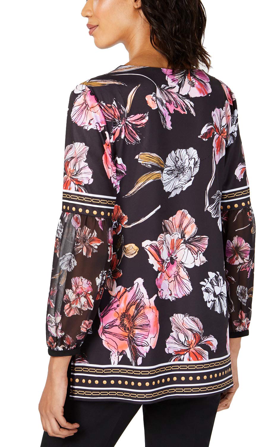 Floral-Print Keyhole Tunic