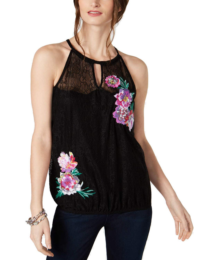 INC Lace Embroidered Halter Top