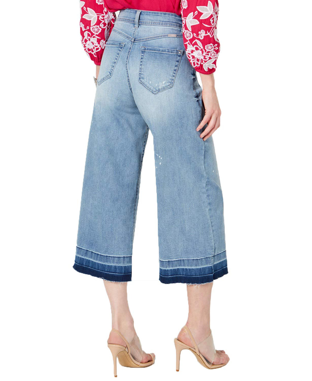 Petite Cropped Wide Leg Released Hem Jeans