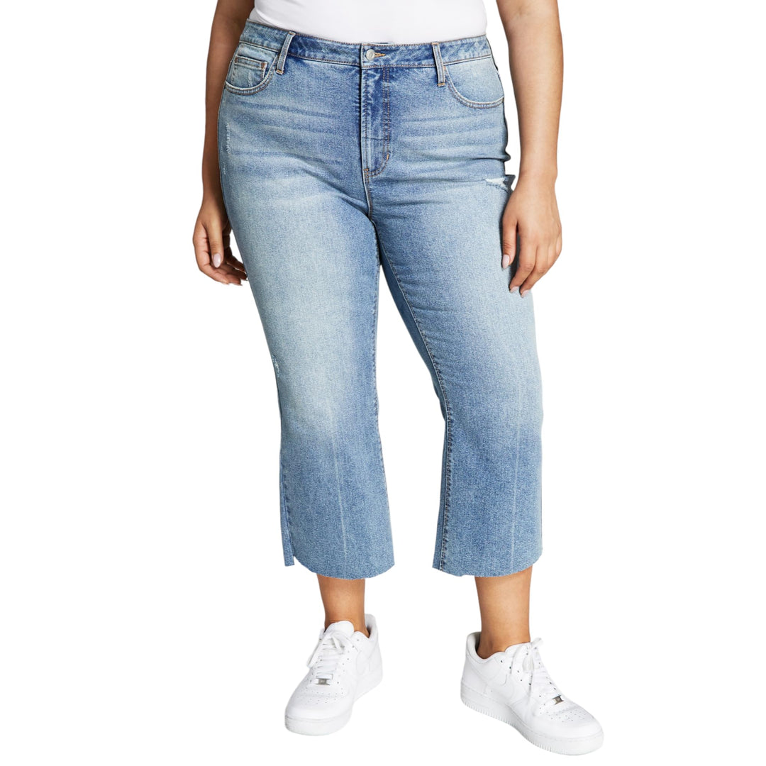 Now This Trendy Plus Size High Rise Step Hem Jeans