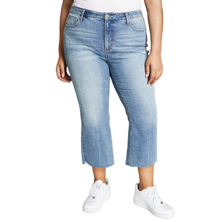 Now This Trendy Plus Size High Rise Step Hem Jeans