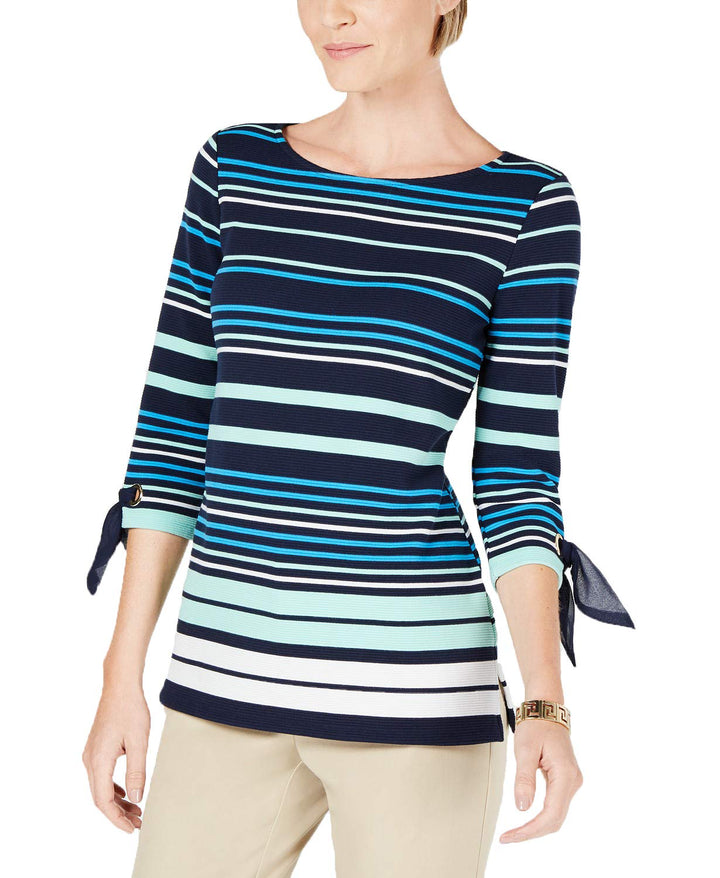 Striped Tie-Sleeve Top