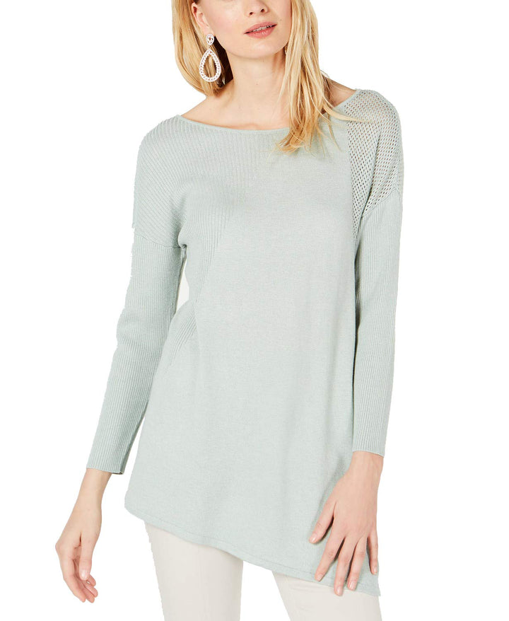 INC Asymmetric Mixed-Knit Sweater