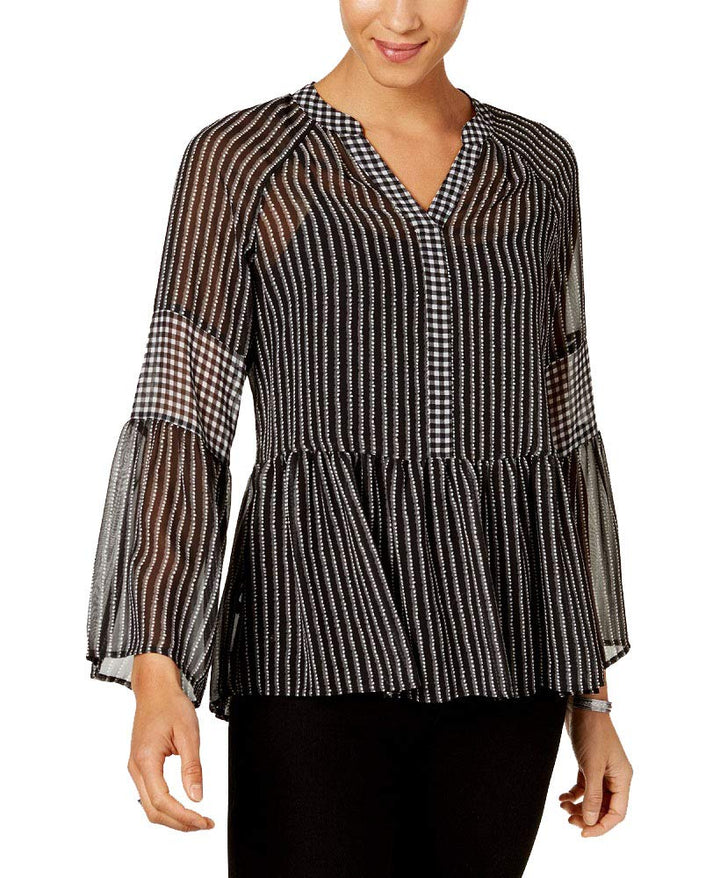 Style & Co Petite Striped Semi Sheer Top