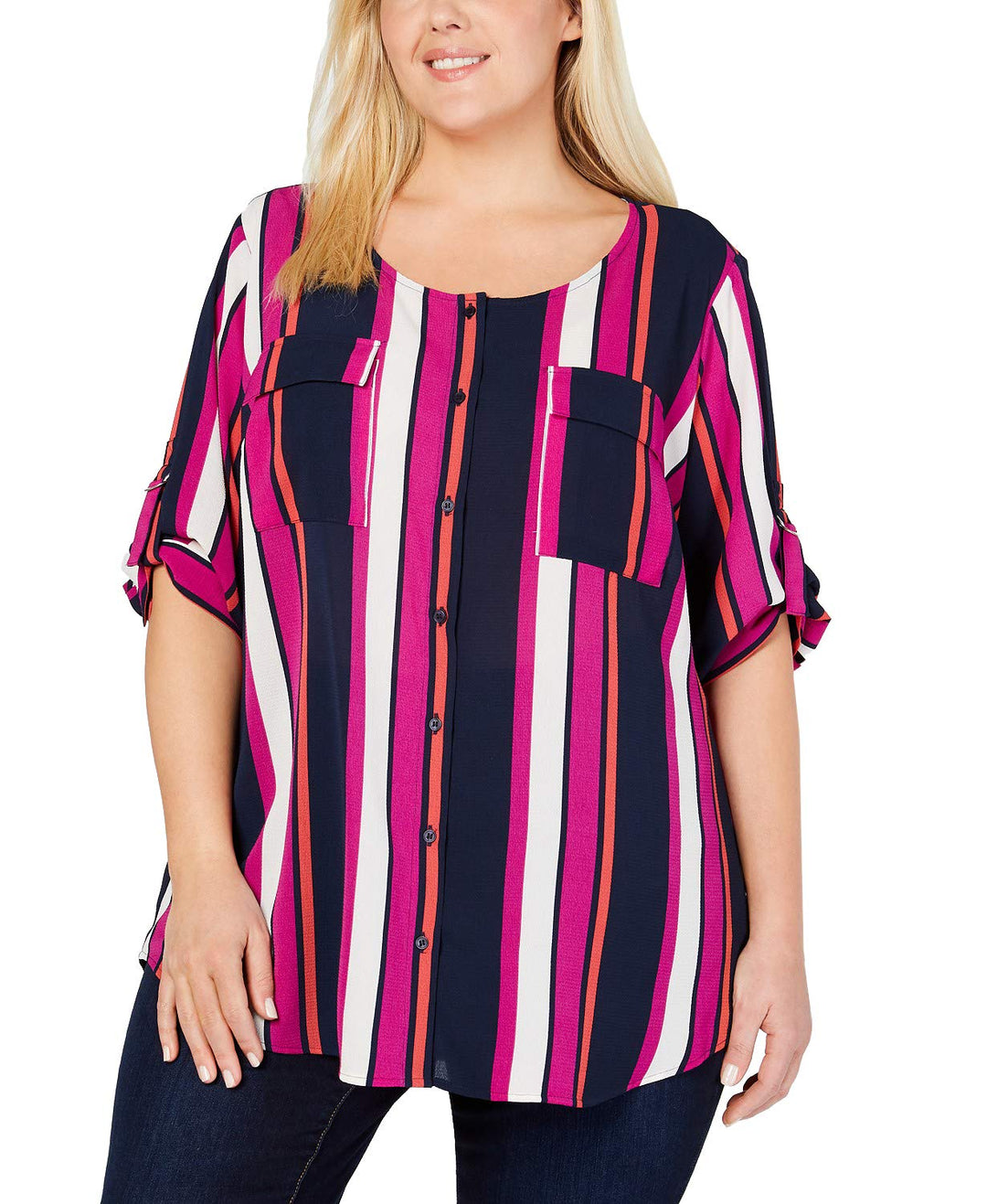 NY Collection Plus Size Striped Blouse