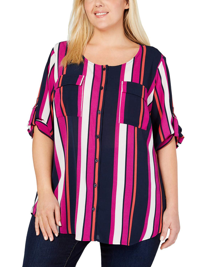 NY Collection Plus Size Striped Blouse