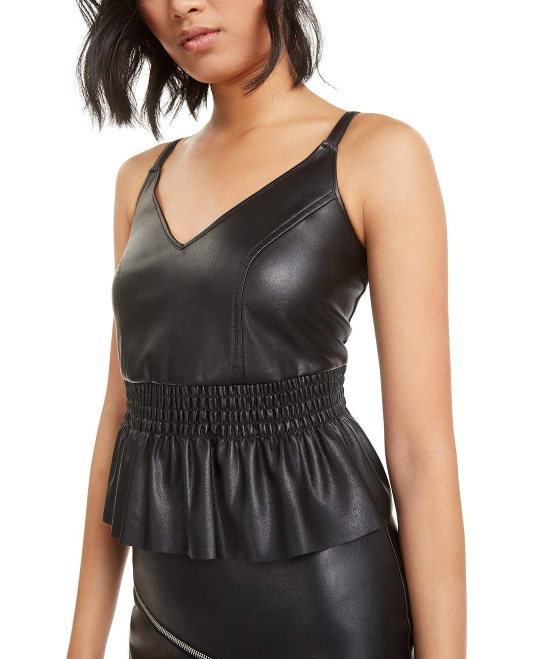 Faux-Leather Peplum Camisole