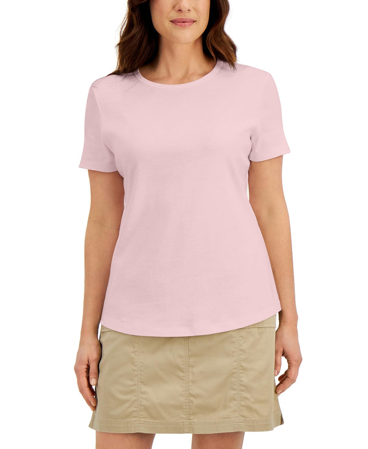 Karen Scott Cotton Short Sleeve Crewneck Top