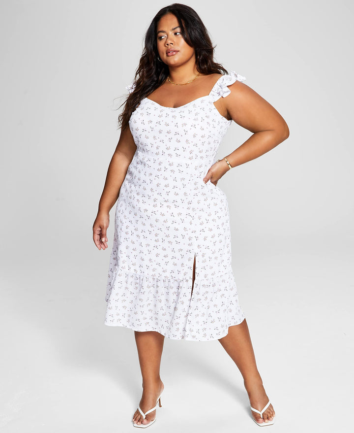 Now This Trendy Plus Size Flutter Sleeve Midi Dress