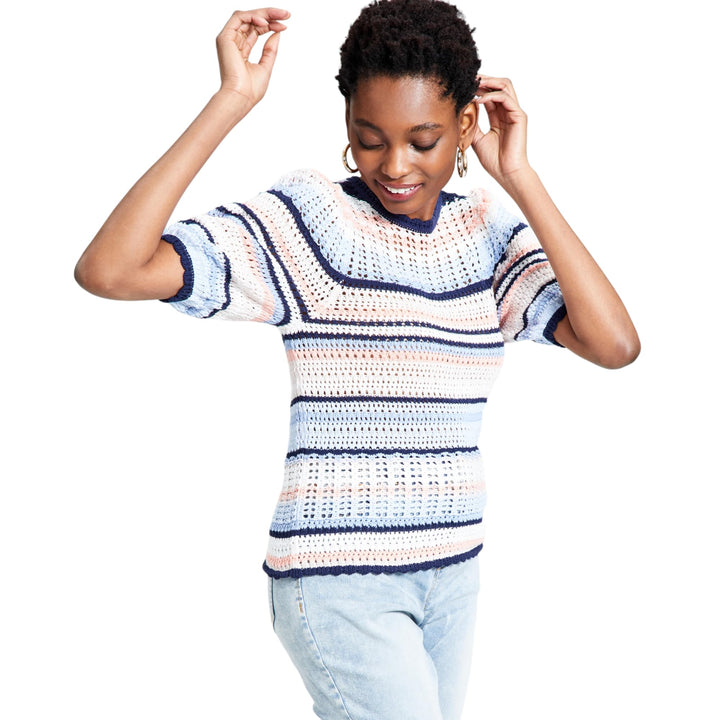 Crochet Puff-Sleeve Sweater